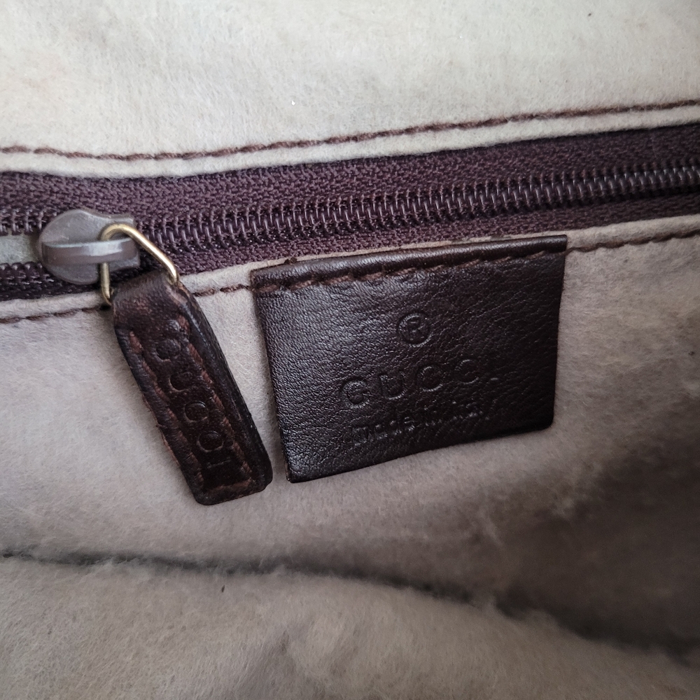 Imperfect Vintage Gucci Leather Shoulder Bag Bamboo Handle & Removable Strap - Picture 8 of 16